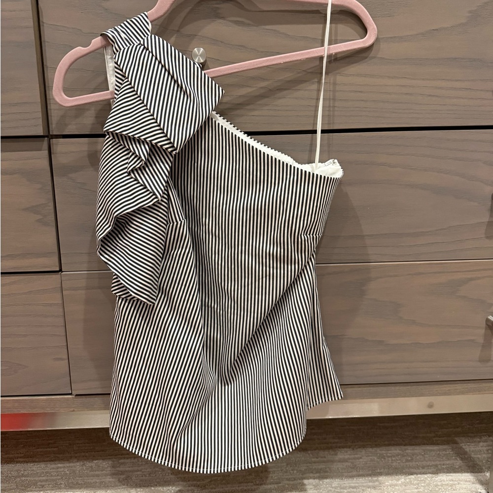 Banana Republic Women’s One Shoulder Navy + white Pinstripe Tank Top Size 4